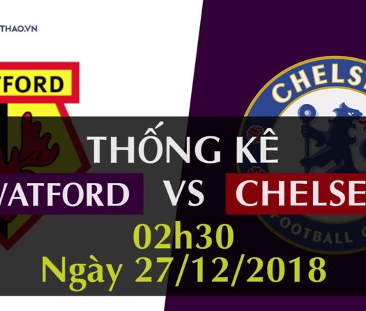 Thống kê bóng đá vòng 19 Ngoại hạng Anh 2018/19: Watford - Chelsea
