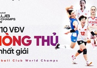 Khánh Đang đứng đầu trong danh sách 10 VĐV phòng thủ tốt nhất giải bóng chuyền vô địch các CLB thế giới