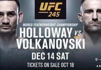 Max Holloway sẽ bảo vệ đai trước Alexander Volkanovski tại sự kiện UFC 245