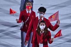 Những hình ảnh của đoàn Thể thao Việt Nam trong buổi lễ khai mạc Olympic 2021