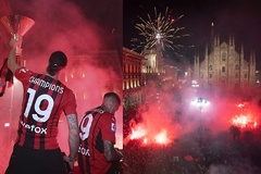 Hình ảnh AC Milan ăn mừng chức vô địch trong vòng tay người hâm mộ