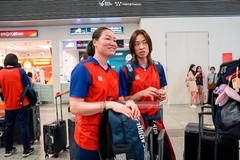 Chùm ảnh đội tuyển bóng chuyền nữ có mặt tại sân bay, sẵn sàng chuyến hành quân lịch sử đến Pháp