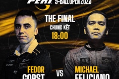 Trực tiếp chung kết Peri 9-Ball Open 2023: Fedor Gorst  đấu "X44" Feliciano