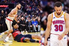 Bị đồng đội cũ Jordan Poole ngã vào chân, Stephen Curry rời sân trong đau đớn