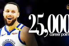 Stephen Curry cán mốc 25.000 điểm trong sự nghiệp với bộ chỉ số đặc biệt