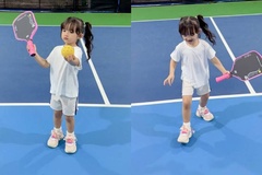 Con gái Đông Nhi mê pickleball, “gây sốt” với hình ảnh tay vợt nhí cực đáng yêu