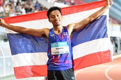 "Thần đồng" điền kinh Thái Lan Puripol Boonsorn lập kỷ lục mới sau khi giành 3 HCV SEA Games