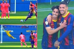 Sao trẻ Barca ghi bàn bằng đá phạt khiến Messi lo lắng