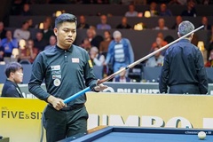 Nguyễn Trần Thanh Tự thua "người ngoài hành tinh" Frédéric Caudron ở giải billiard carom 3 băng World Cup tại Veghel