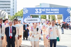 SAT điều tra áo khoác của các vận động viên Campuchia dự SEA Games 33 có in logo sòng bạc