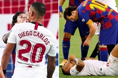 Messi may mắn thoát thẻ đỏ sau khi đụng độ với cầu thủ Sevilla