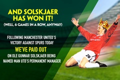 Man Utd thắng 6 trận liên tiếp, nhà cái trả lại tiền cược Solskjaer trở thành HLV chính thức