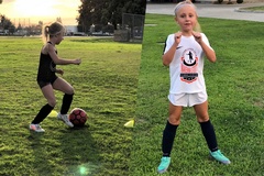 Nữ cầu thủ nhí 10 tuổi chơi bóng hay không kém con trai Ronaldo