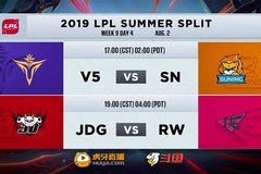 Link trực tiếp LPL Mùa Hè 2019: V5 vs SN; JDG vs RW