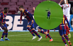 CĐV Barca thích thú với phản ứng của Messi sau khi Pique ghi bàn