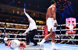 Francis Ngannou thở oxy sau khi bị Anthony Joshua đấm knock-out