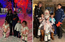 Bạn gái Ronaldo và các con đón Giáng sinh sớm với ông già Noel