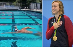 Siêu kình ngư Mỹ Katie Ledecky với thách thức bơi cùng ly sữa trên đầu!