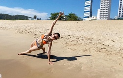 Người đẹp điền kinh Khánh Đoan khoe “đường cong chết người” nhờ tập yoga