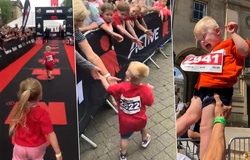 Cậu bé 5 tuổi bị bệnh Down gây bão mạng với màn đập tay siêu đáng yêu tại một giải chạy vui