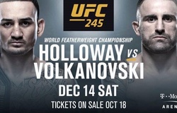 Max Holloway sẽ bảo vệ đai trước Alexander Volkanovski tại sự kiện UFC 245