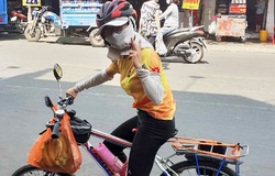 Nữ cao thủ chạy địa hình bịt khẩu trang đạp xe 100km bằng xe “độ” bánh to bánh nhỏ