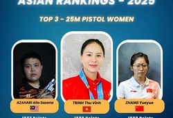Trịnh Thu Vinh xếp số 1 châu Á nội dung 25m súng ngắn