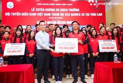 Vietcontent trao tặng đội tuyển điền kinh Việt Nam 100 triệu sau thành tích 12 HCV Seagames 33