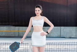Hoa hậu Kỳ Duyên khoe visual sáng bừng trên sân pickleball cùng Lý Hoàng Nam