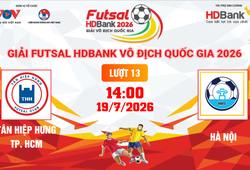 Link xem trực tiếp futsal HDBank VĐQG 2026: Tân Hiệp Hưng vs Hà Nội