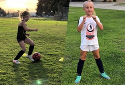 Nữ cầu thủ nhí 10 tuổi chơi bóng hay không kém con trai Ronaldo