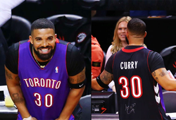 Rapper Drake quyết tâm yểm bùa Stephen Curry với chiếc áo đấu mặc tại NBA Finals Game 1