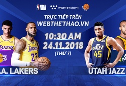 Trực tiếp NBA 2018-19: Los Angeles Lakers vs Utah Jazz