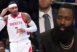 Đã không thể vào sân thi đấu, James Harden còn phản ứng "cạn lời" khi thấy Carmelo Anthony hồi xuân thế này đây