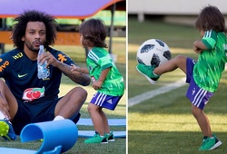 Con trai Marcelo thể hiện kỹ năng chơi bóng trong buổi tập của ĐT Brazil tại World Cup 2018