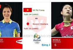 Olympic 2016: Vũ Thị Trang gác vợt trước số 6 thế giới Okuhara