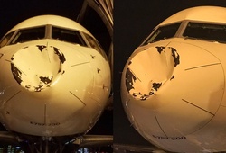 Vật thể lạ đâm móp đầu máy bay chở đội Oklahoma City Thunder