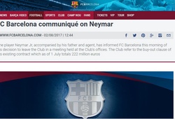 Barca xác nhận Neymar yêu cầu được ra đi