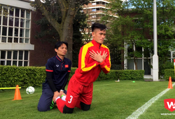Tấn Sinh và Tiến Dũng tập riêng trong buổi tập đầu tiên tại Đức của U20 Việt Nam