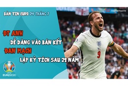 NHỊP ĐẬP EURO 2021 | Bản tin ngày 04/7: ĐT Anh dễ dàng vào bán kết, Đan Mạch lập kỳ tích sau 29 năm