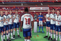 David Beckham đứng vỗ tay chào đón “nhà vô địch” Raheem Sterling