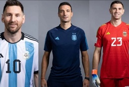 Messi tạo dáng chụp ảnh cùng Argentina trước trận mở màn World Cup