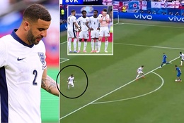 "Thủ quân" Kyle Walker bị tấn công vì "mắc màn nằm ngủ" ở bàn thua của tuyển Anh trước Slovakia