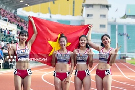 Màn trình diễn mang về tấm HCV 4x400m nữ giải Điền kinh châu Á của tổ tiếp sức Việt Nam
