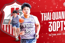 Sau màn toả sáng tại VBA, sao trẻ Thái Quang bùng nổ với 30 điểm tại Playoff VSBL 2023-2024