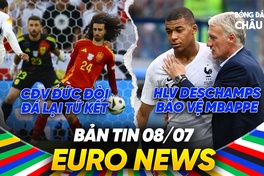 BẢN TIN EURO 2024 | Ngày 8/7 | Cổ động viên Đức đòi đá lại trận tứ kết, HLV Deschamps bảo vệ Mbappe