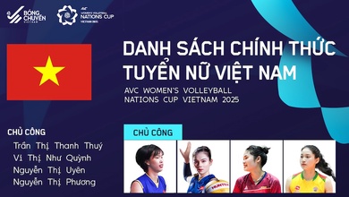 Đội tuyển bóng chuyền nữ Việt Nam chốt danh sách hoàn hảo tham dự AVC Nations Cup 2025