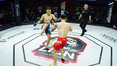 Lê Văn Tuần tung đòn đá cực hiểm hạ gục Phạm Văn Nam giành đai vô địch tại LION Championship 23
