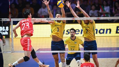 Brazil tiến vào bán kết VNL 2025 sau 4 set đấu kịch tính trước Trung Quốc