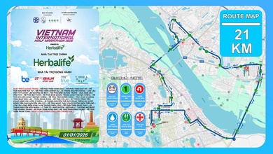 Chi tiết bản đồ đường chạy Giải bán marathon Quốc tế Việt Nam (VIHM) 2026 tài trợ bởi Herbalife